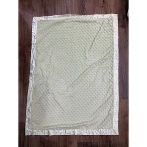 Just One Year by Carter's Green Satin Trim Minky Dot Velour Crib Blanket 29x39